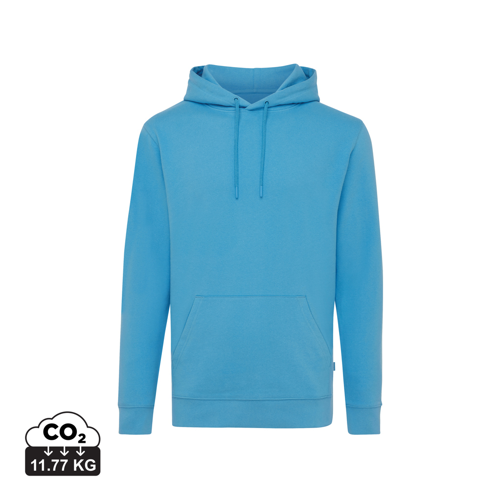 Sweat capuche unisexe publicitaire coton recyclé 340g Iqoniq Jasper tranquil blue